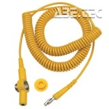 Spirálový uzemňovací kabel, 10mm/7mm/banánek, 3,0m, žlutý, 230150