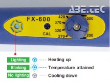 LED dioda informuje o dosažení nastavené teploty