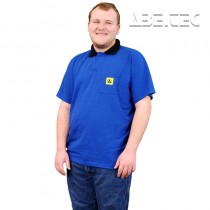 ESD triko s knoflíky a límcem, modré, velikost XS, 221450