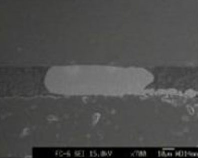 Průřez nálitkem před připojovacím tlakem 75 gramů