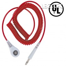 Spirálový uzemňovací kabel Jewel®, 4mm/banánek, 1,8m, červený, 60262
