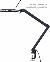 Stolní lupa s LED osvětlením, černá, 127 mm, svorka, 8D, 3x
