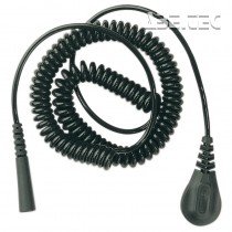 Spirálový uzemňovací kabel, 4mm/krytý banánek, 1,8m, černý, 60339