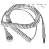 Spirálový uzemňovací kabel, 7mm/banánek, 3m, šedý, 60382