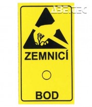 Lepicí štítky - zemnicí bod s ESD symbolem, 43x25mm, 18ks/list