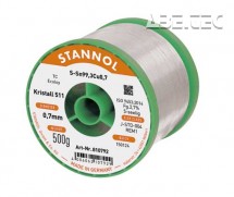 Trubičková pájka Kristall 511, Sn99,3Cu0,7, 0,7mm, 500g