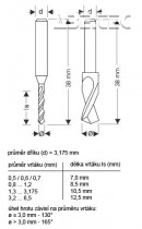 Vrták na DPS 400100 7001, karbid wolframu, ø0,7mm