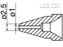 Odpájecí tryska HAKKO N61-08, Standardní typ, 2,5mm/1,0mm