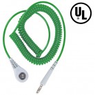 DESCO Europe - Spirálový uzemňovací kabel Jewel®, 4mm/banánek, 1,8m,  zelený, 60266