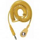 DESCO Europe - Spirálový uzemňovací kabel, 10mm/banánek, 2,0m, žlutý, 230205
