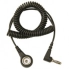 DESCO Europe - Spirálový uzemňovací kabel, 10mm/zahnutý banánek, 1,8m, černý, 230290