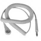 DESCO Europe - Spirálový uzemňovací kabel, 7mm/banánek, 3m, šedý, 60382
