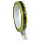 DESCO Europe - ESD lepicí páska Wescorp, průhledná se žlutými pruhy, se symboly, celulózová, 18mmx65,8m, 242275